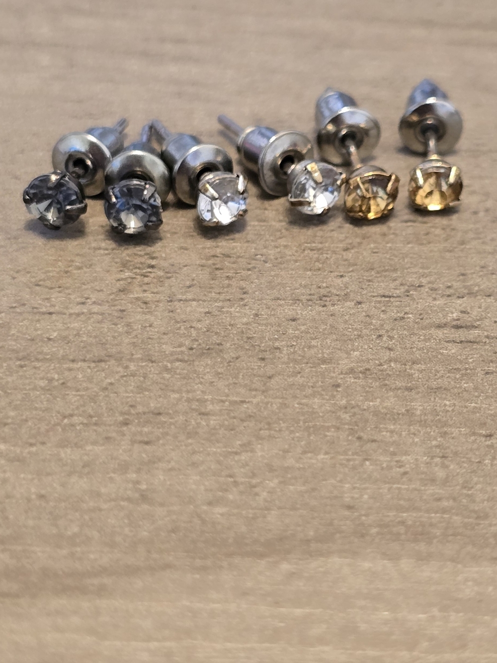 Crystal Stud Earring Set - Blue, Clear & Gold Tones